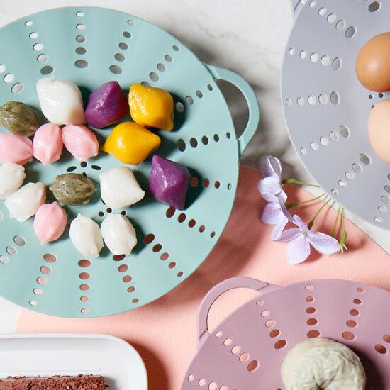 硅胶蒸架北欧多功能折叠蒸架蒸格蒸盘沥水水果盘篮折叠蒸笼蒸篮