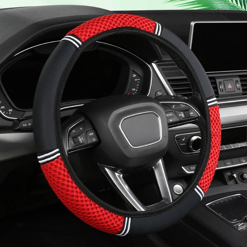 跨境外贸汽车方向盘套四季通用耐磨冰丝亚麻透气防滑夏季汽车把套