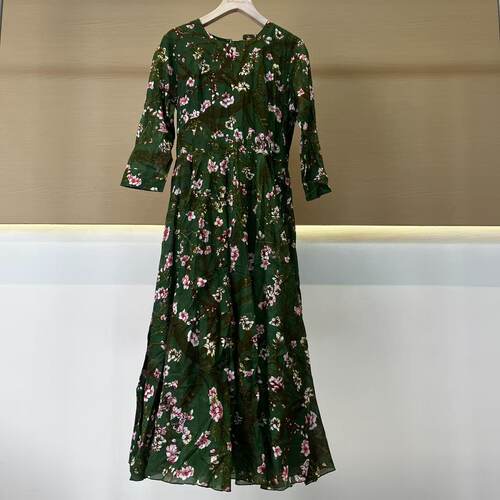 Samantha sung ASTER薄棉 圆领ALMOND BLOSSOM JADE裙子D0197