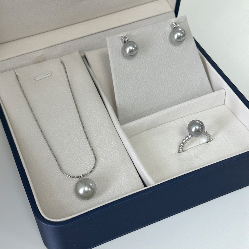 美汝仙 施家正圆灰色珍珠项链组合套装s925通体纯银女精致2023年