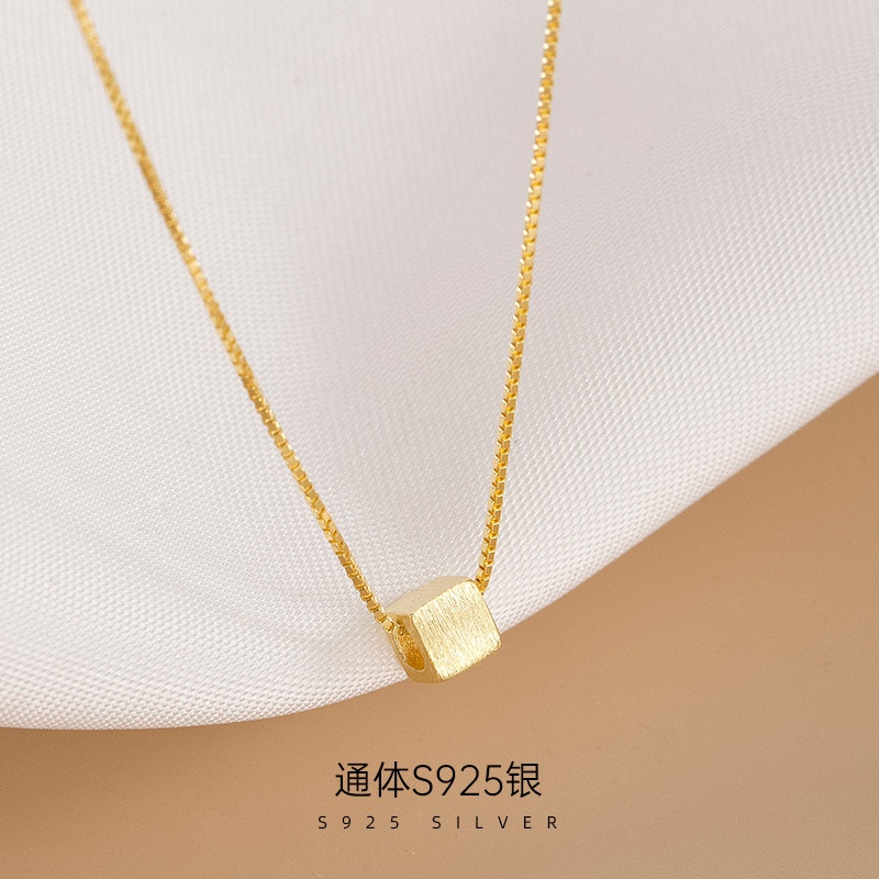 jinhepan s925银简约冷淡风方块项链女小众百搭网红夏季锁骨链潮
