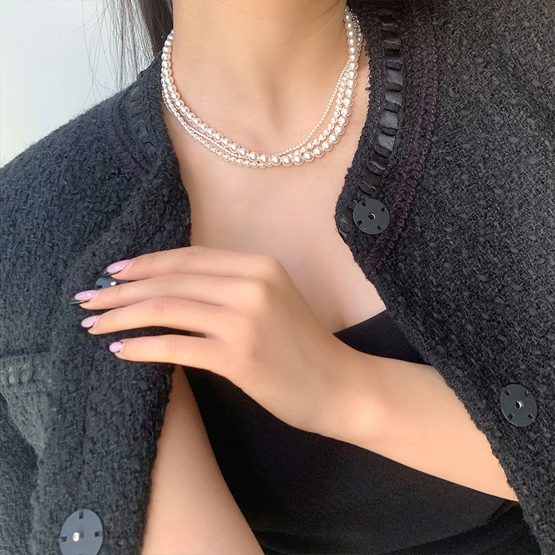 美汝仙 925纯银施家珍珠项链女ins博主款简约温婉甜美小清新锁骨