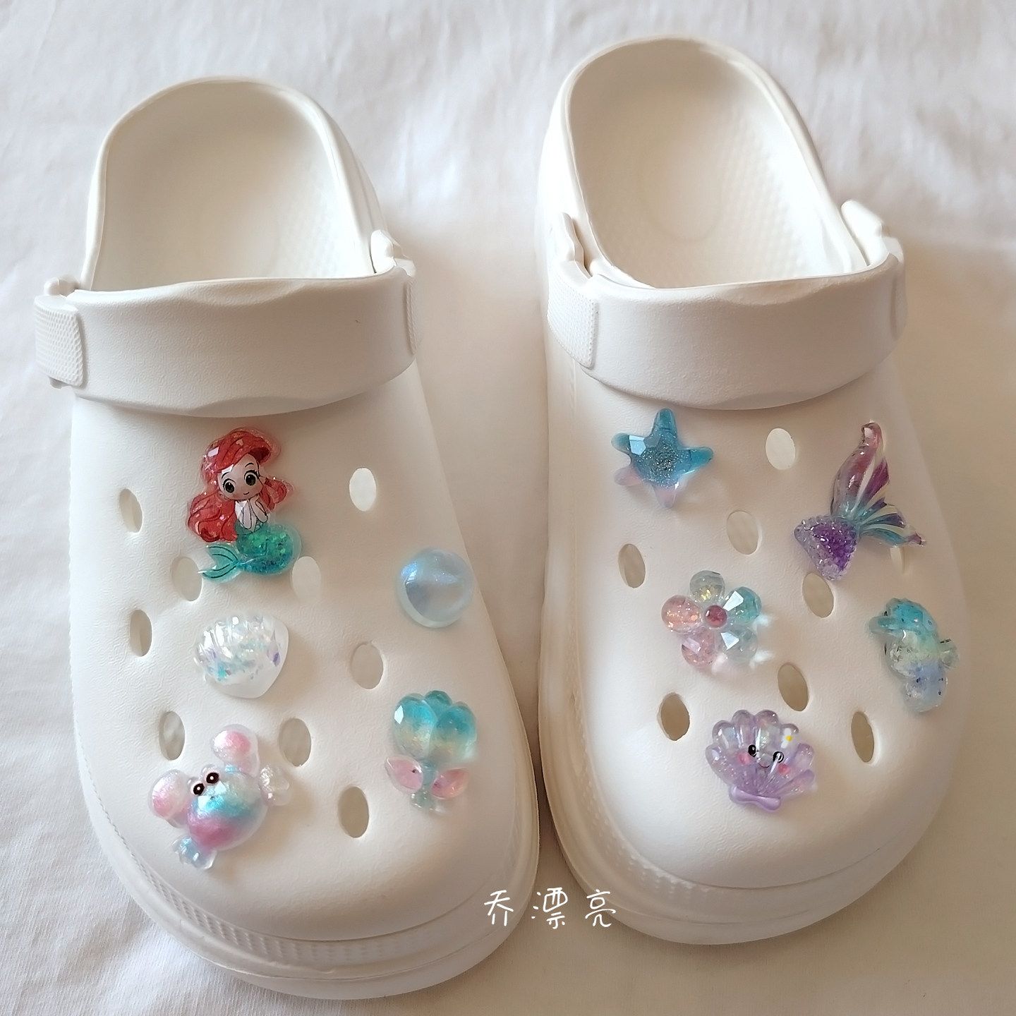 包邮洞洞鞋配饰可爱闪亮美人鱼海鞋扣
