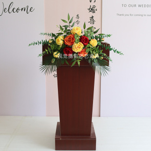 简约式讲台花仿真花主席台花束司仪台假花挂式下垂花艺发言台摆花
