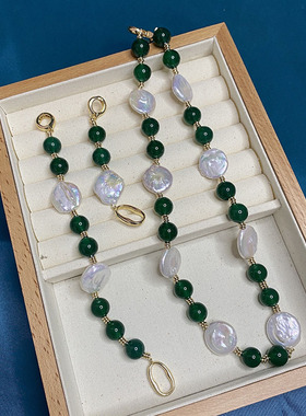 L.RUBY珍珠绿玛瑙串珠女项链