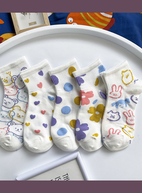 袜子女ins潮夏季薄款可爱船袜 卡通个性韩国日系学院风百搭短袜女