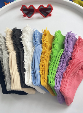 网红走秀款破洞乞丐袜女春夏季中长筒小腿袜潮牌街头个性堆堆袜秋