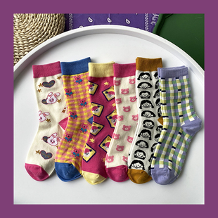 卡通可爱中筒袜子女甜美动漫兔子 ins潮日系学生街头超火秋冬棉袜