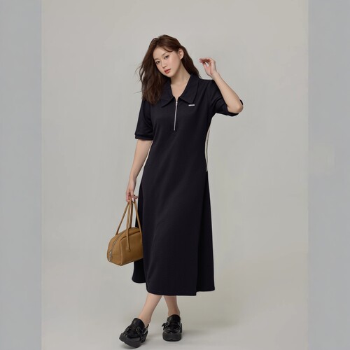 裙子女夏天夏装胖mmpolo连衣裙