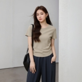 高端胖mm大码 正肩夏天上衣 200斤胖妹妹女装 t恤圆领短袖 纯棉针织衫