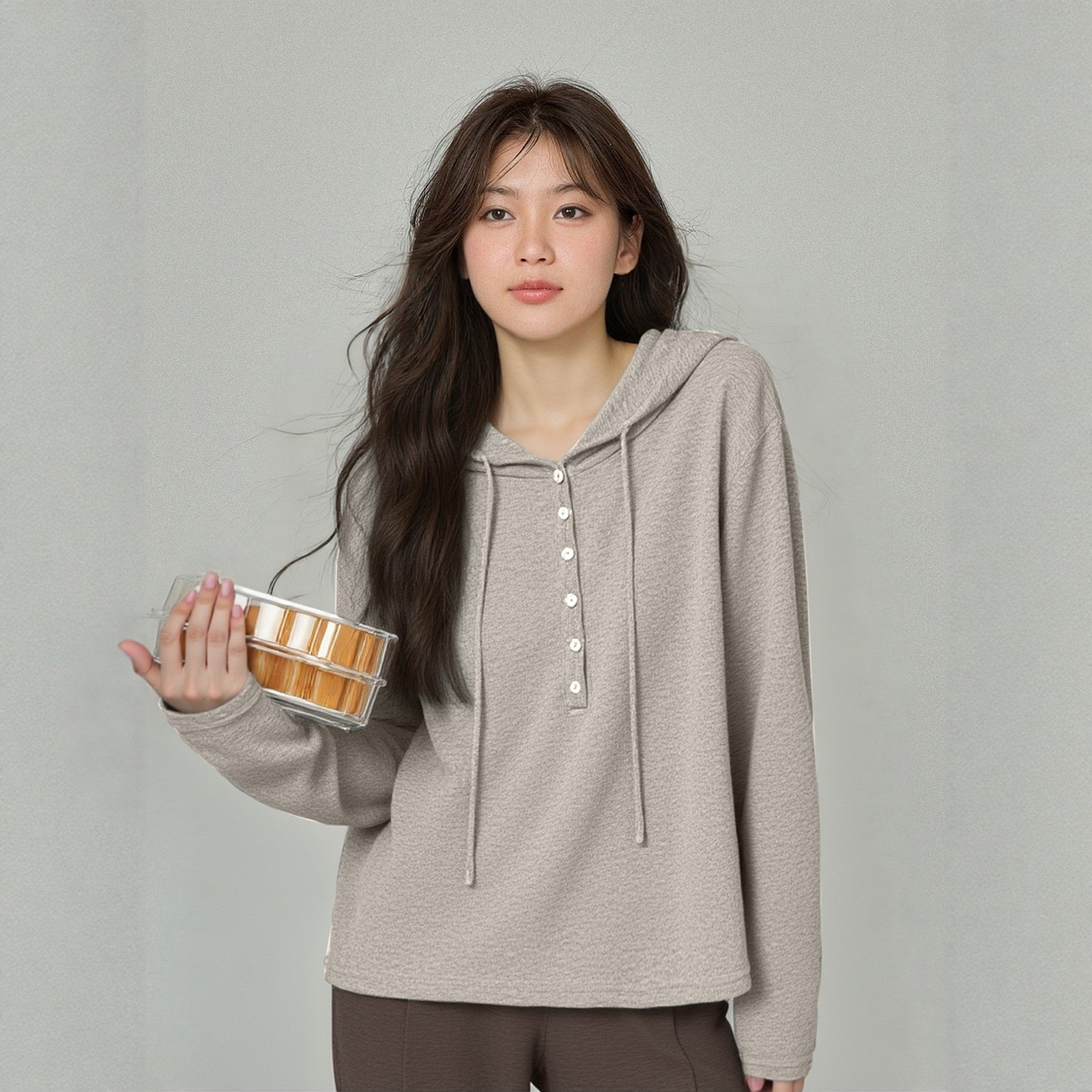 大码胖mm巨好看上衣2026秋季新款连帽宽松遮肚休闲T恤胖MM打底衫