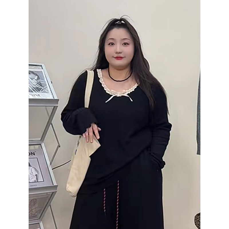 大码宽松打底花边领T恤凤凰依屋