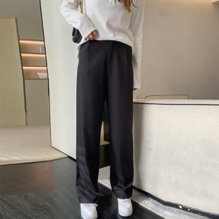 新款 女装 宽松韩版 大码 阔腿休闲长裤 子2025秋装 直筒西装 百搭 胖mm裤