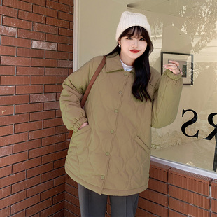 棉衣外套冬季 爆款 保暖 200斤加绒加厚特大女装 正肩棉服女2025新款