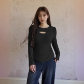 上衣2026春装 新款 女装 适合胖mm大码 设计感镂空性感针织衫 收腰遮肚