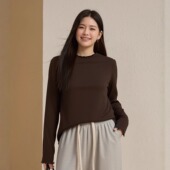 加大码 高弹木耳边遮肚子经典 打底衫 微胖妹妹mm秋装 时尚 女装 针织衫