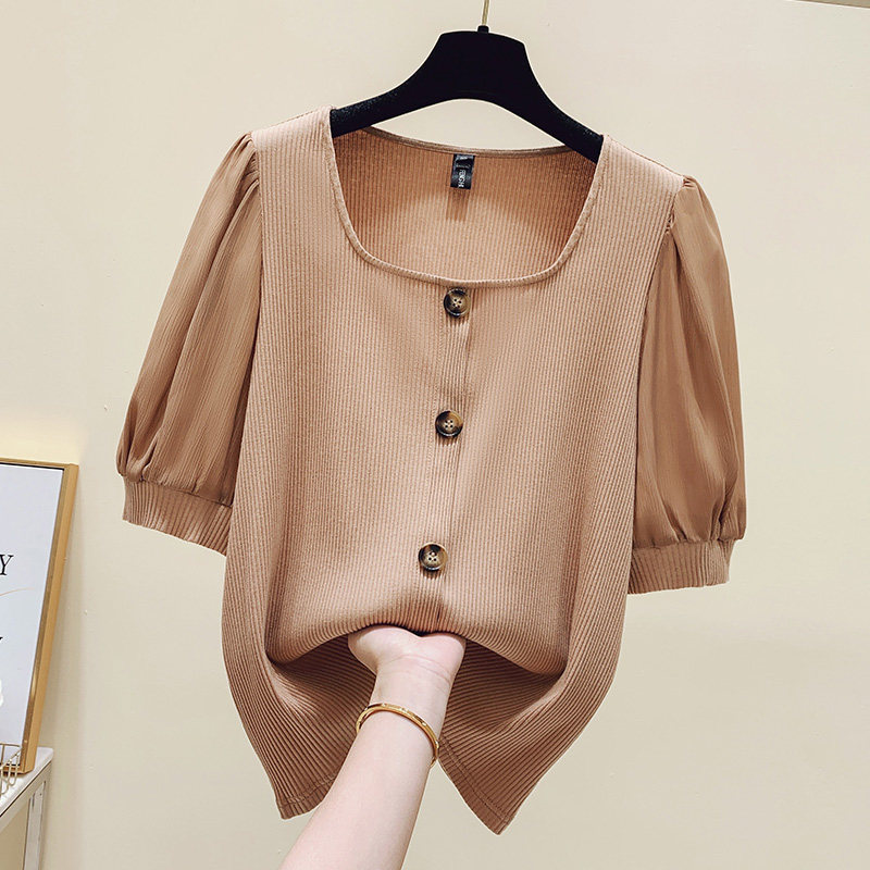 微胖法式上衣大码女装2025年夏季胖mm韩版洋气套头针织衫遮肉显瘦,女装/女士精品,大码内搭,淘宝优惠券,粉丝福利购,淘宝优惠卷