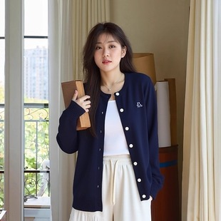 大码 深蓝藏青色包芯纱毛织外套240斤加大加肥 胖mm巨显瘦针织开衫