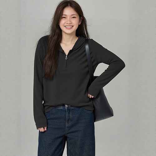 凤凰依屋大码长袖连帽拉链上衣