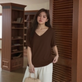 大码 遮肚子T恤正肩宽松针织衫 胖mm巨好看上衣2026春夏新款 女短袖