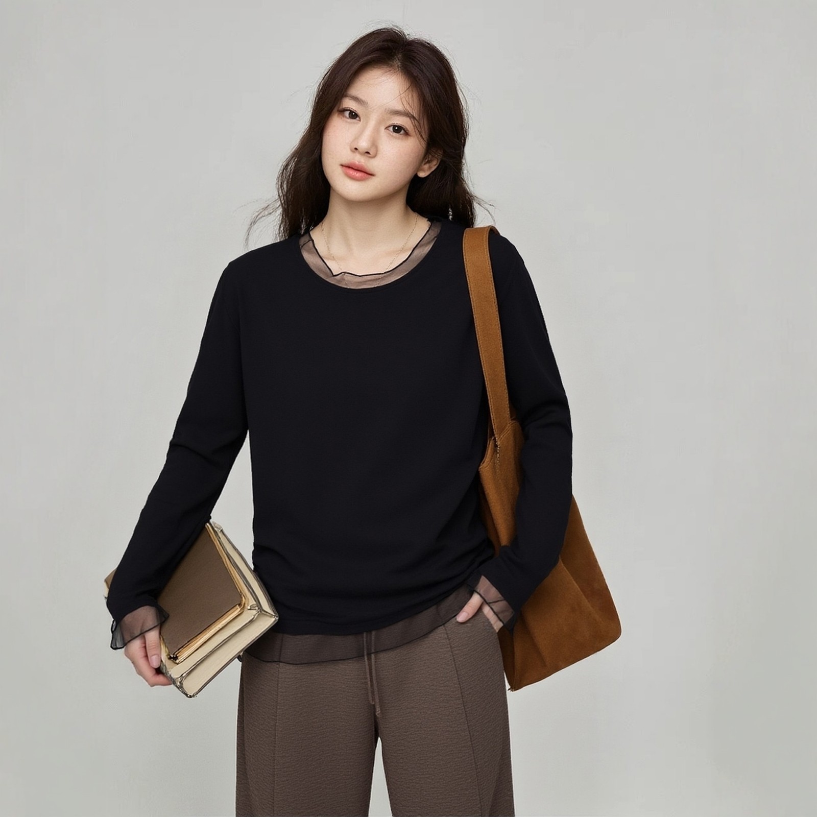 大码胖mm巨好看上衣透视网纱拼接女人味正肩宽松遮肚子针织打底衫,女装/女士精品,大码内搭,淘宝优惠券,粉丝福利购,淘宝优惠卷