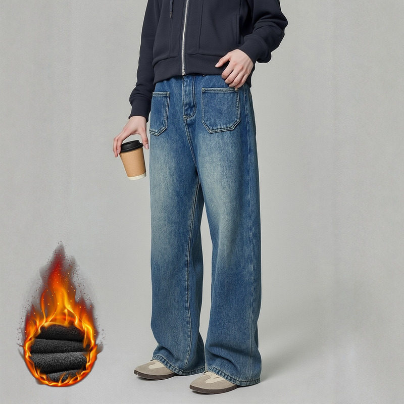 大码牛仔裤女2025新款加大加肥高腰胖MM200斤秋冬加绒直筒阔腿裤,女装/女士精品,大码裤装,淘宝优惠券,粉丝福利购,淘宝优惠卷