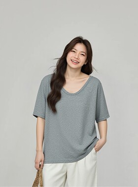 凤凰依屋宽松遮肚正肩短袖