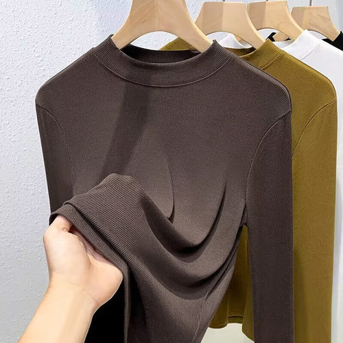 大码女装秋冬新品半高领气质外穿打底衫200斤胖mm长袖针织衫上衣