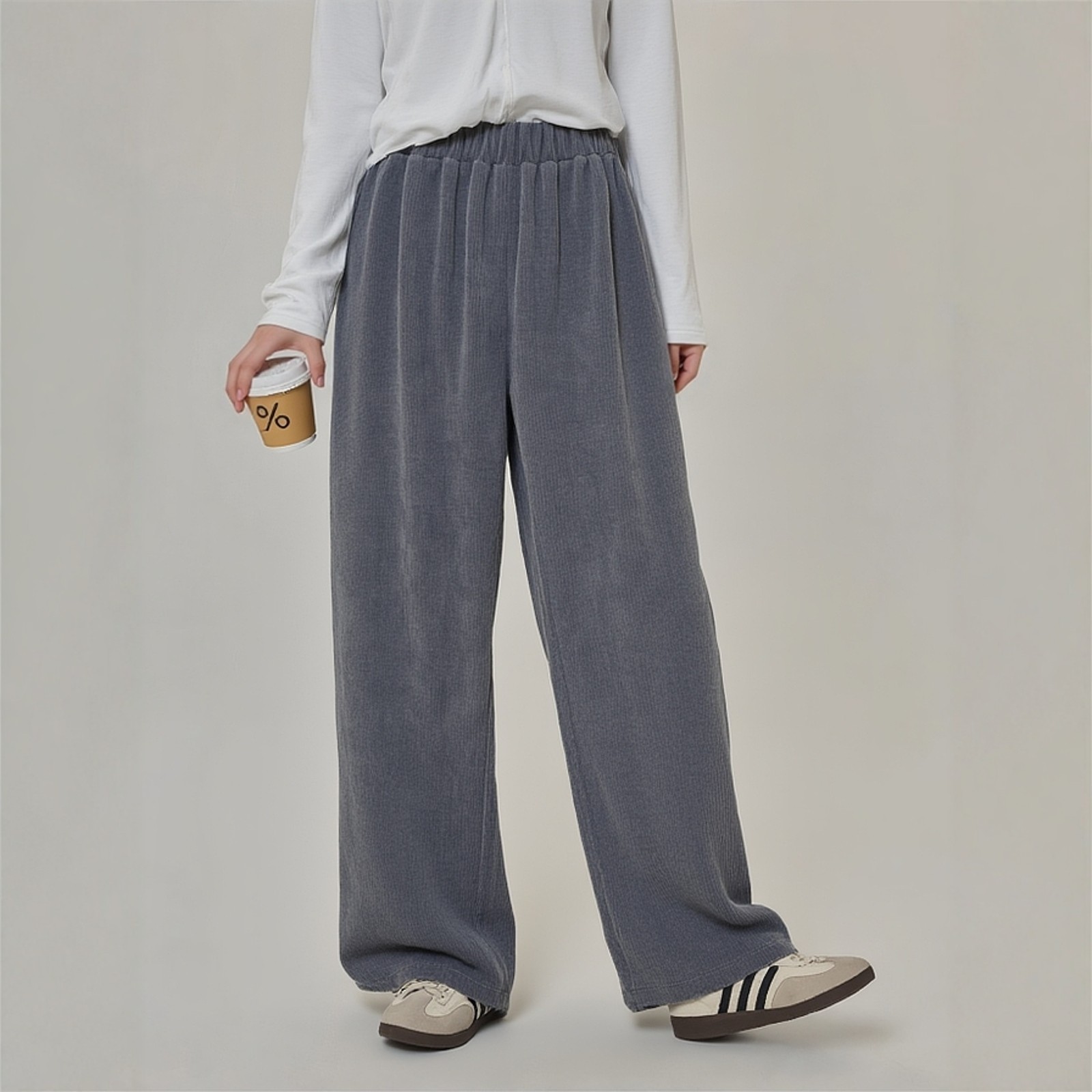 大码女装春装松紧高腰深灰色极简阔腿裤200斤胖妹MM直筒显瘦长裤,女装/女士精品,大码裤装,淘宝优惠券,粉丝福利购,淘宝优惠卷