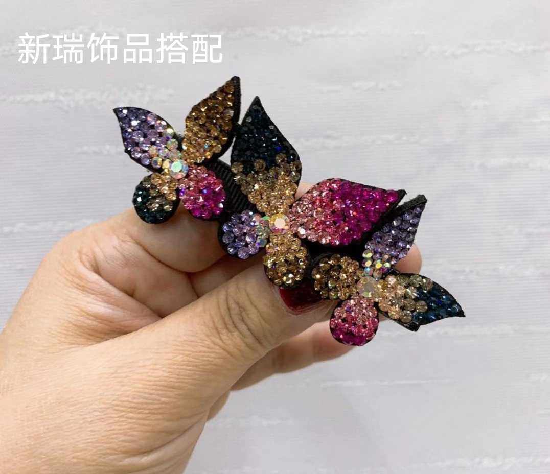 原创进口捷克钻5朵小花大号24厘米盘发丸子扣夹精品时尚头饰发饰