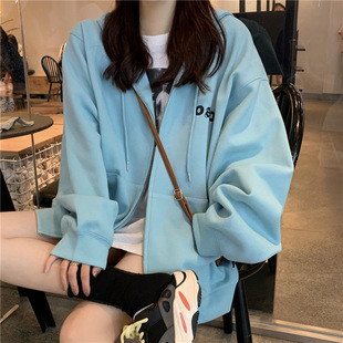 古着风开衫外套卫衣女潮ins春秋薄款韩版街头宽松原宿慵懒cec学生