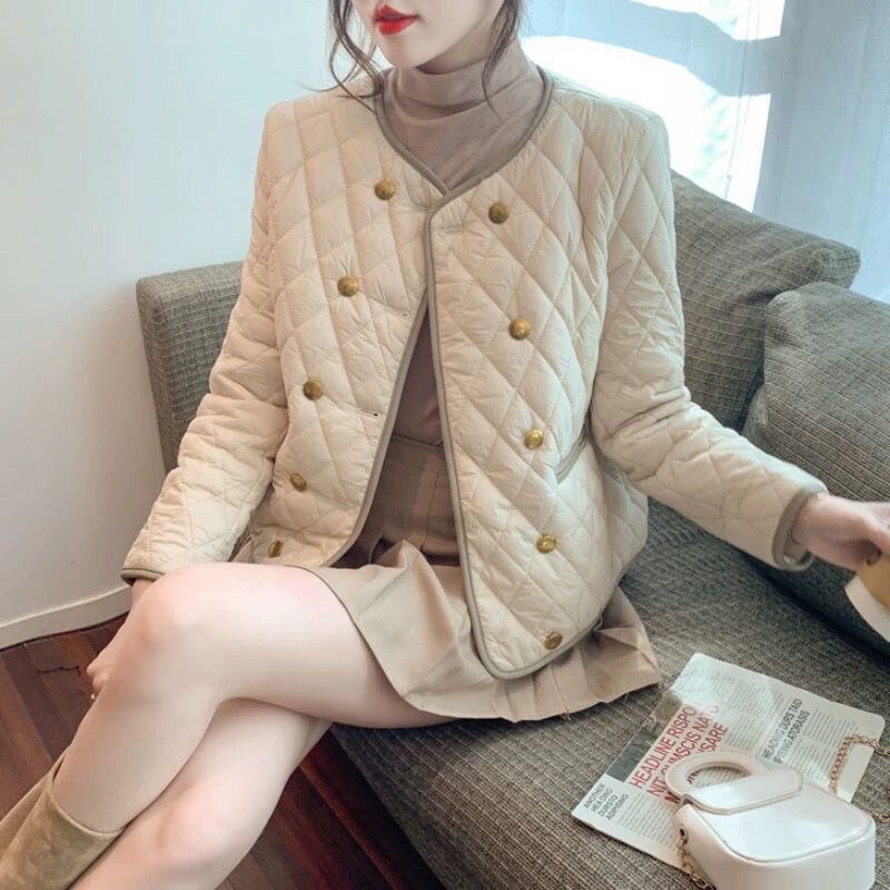 小香风轻薄菱格棉服女款秋冬装2短外套