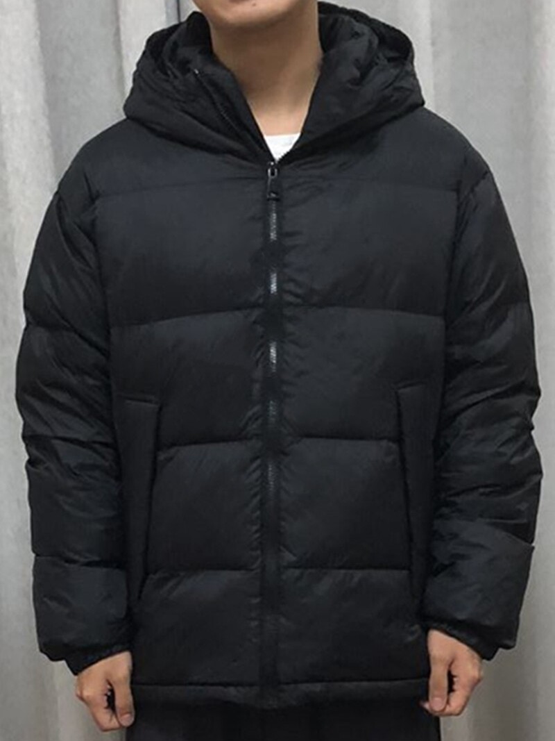 DOWN JACKET MENS MENS BREAD WHITE DUCK DOWN THICKENED MENS OUTERWEAR SPORTS OUTDOOR BLACK HOODED JACKET TIDE
