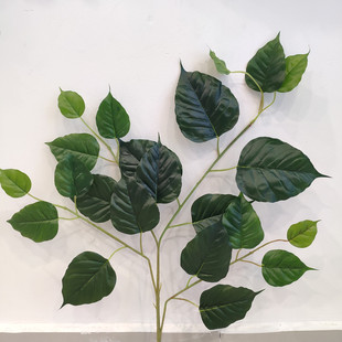 仿真柿子叶 菩提叶秋天装饰制作假树单支树叶软装造景假叶子