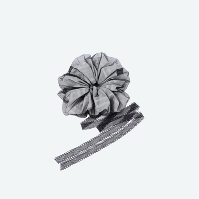 天总同款超大号蕾丝飘带发圈双层网纱大肠发圈重工发饰飘带大发圈