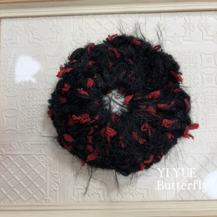 山茶花古典玫瑰复古红色特色手混线钩织发圈扎丸子头发饰马尾发绳