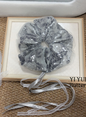 超大蟒蛇发圈银灰色薄纱鳞片蟒蛇纹罗纹蛇飘带大肠发圈发绳头发饰