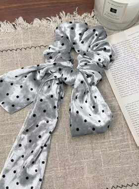 韩国秋冬金丝绒蝴蝶结丝绒波点大肠发圈女扎头发皮筋发绳头饰发饰