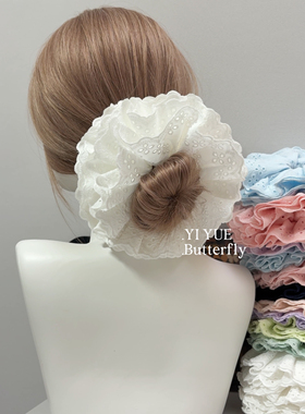 超大号白色六层蕾丝赵露思同款复古法式蕾丝发圈大肠发绳发饰品女