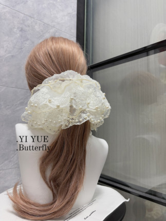 超仙大号四层珍珠蕾丝大肠发圈百搭扎马尾头绳橡皮筋发绳头花发饰