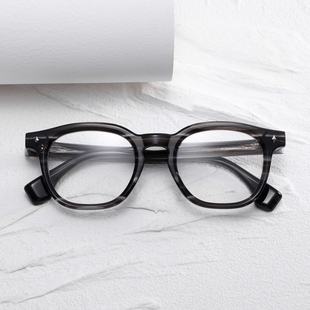 50mm日式灰斑色复古文艺近视眼镜框男女防蓝光圆脸平光镜架配度数