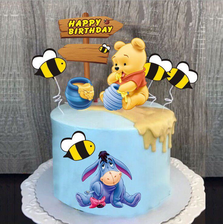 维尼熊生日蛋糕插牌甜品台装饰