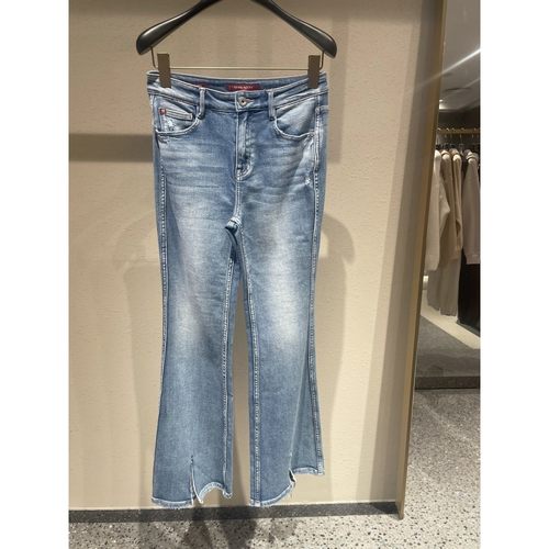 专柜直发2022春开叉微喇牛仔裤6w