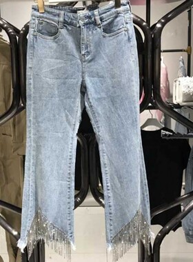 2020钉钻喇叭裤九分裤子牛仔裤女M-601JJ2760000 颜色：浅蓝色