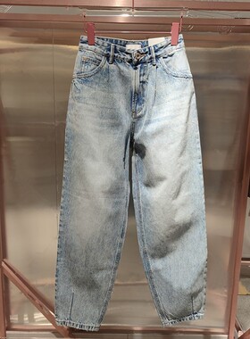 专柜直发2022时尚宽松牛仔裤女直筒显瘦浅蓝色B—6N3JJ2510000