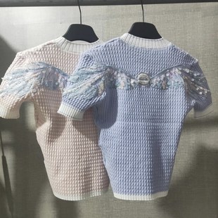 女钉珠刺绣m 天使系列毛织衫 6W1RJ1670000 新款 专柜直发2022春季