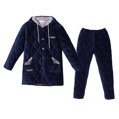 男士珊瑚绒加厚加绒家居服套装