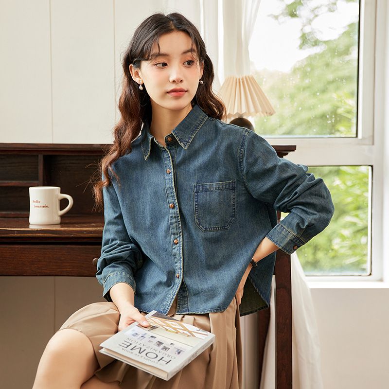 牛仔衬衣女ins2025春季新衬衫