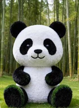 仿真绿雕工艺品定制户外景区绿雕熊猫造型景观网红打卡拍照装置