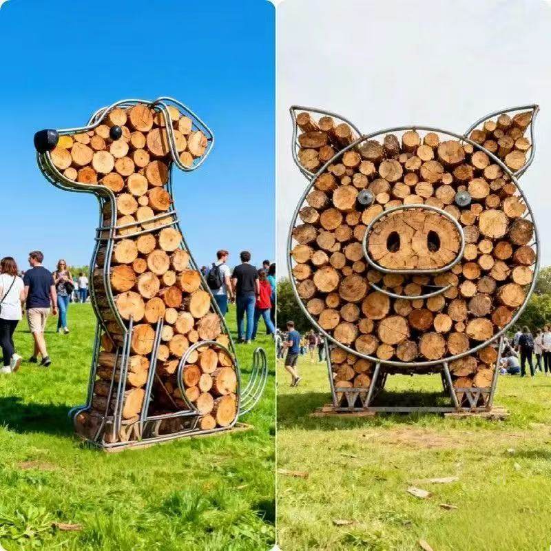 木头工艺品造型景观小品原木堆叠装饰品艺术摆件网红打卡拍照装置